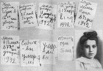 Ein Porträt von Tania Savitcheva mit Notizen aus ihrem Kriegstagebuch.