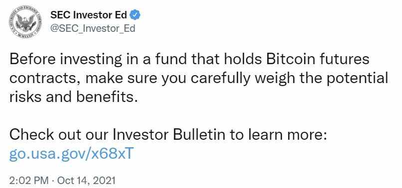 SEC twittert über Fonds, die Bitcoin-Futures halten – Optimismus durch bevorstehende Bitcoin-ETF-Genehmigungen geweckt