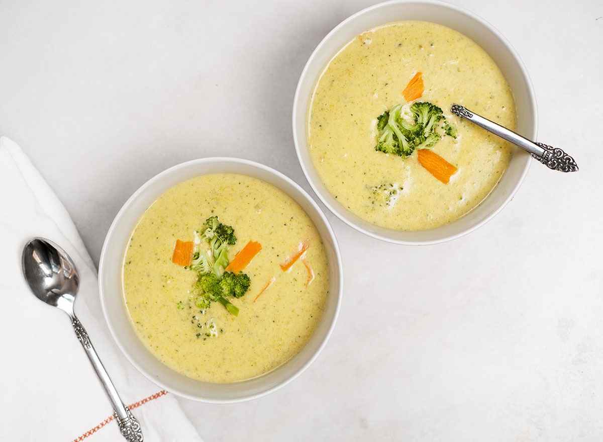 bowls of copycat broccoli cheddar soup
