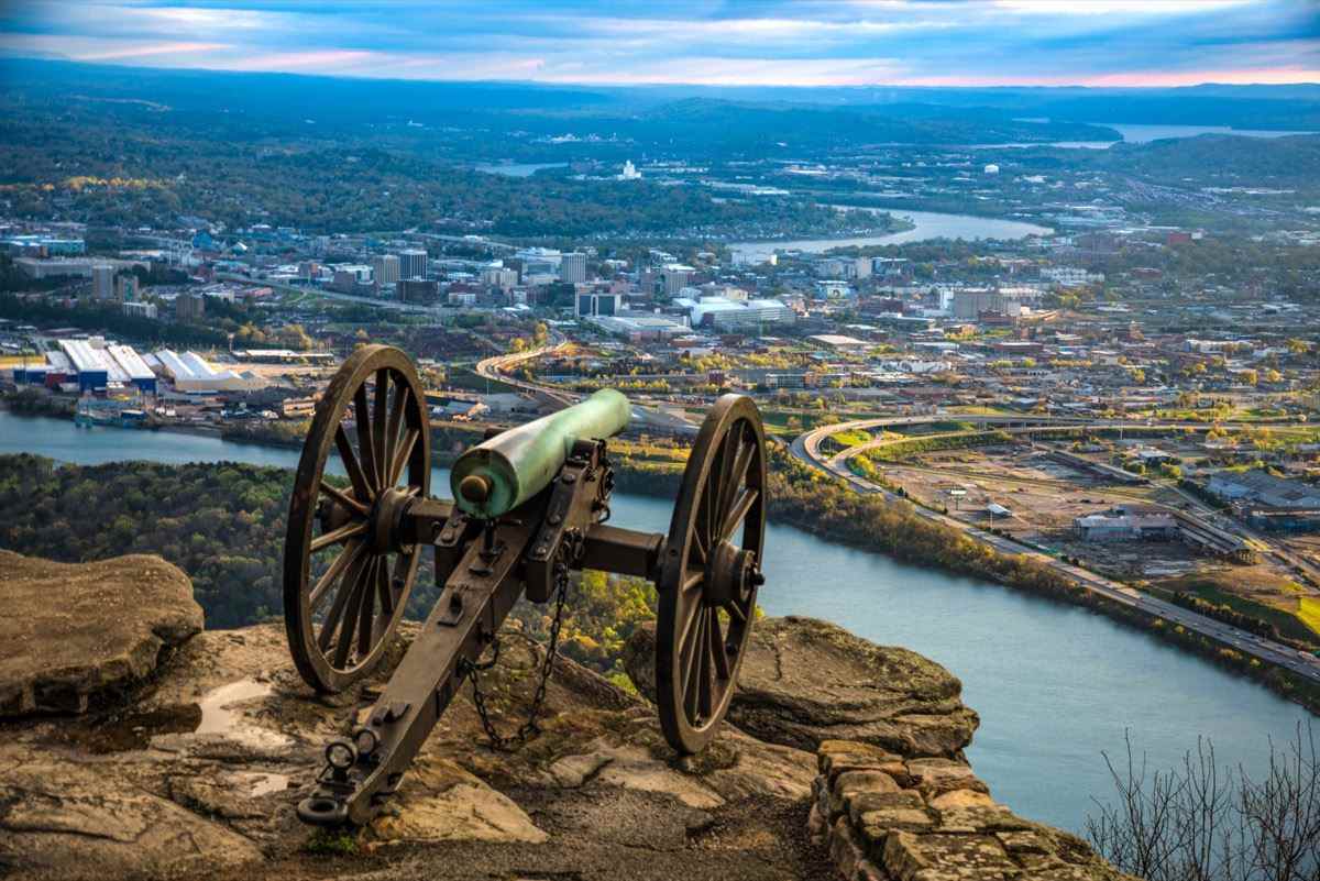 Point Park Civil War Cannon Monument auf dem Lookout Mountain in der Nähe der Innenstadt von Chattanooga Tennessee