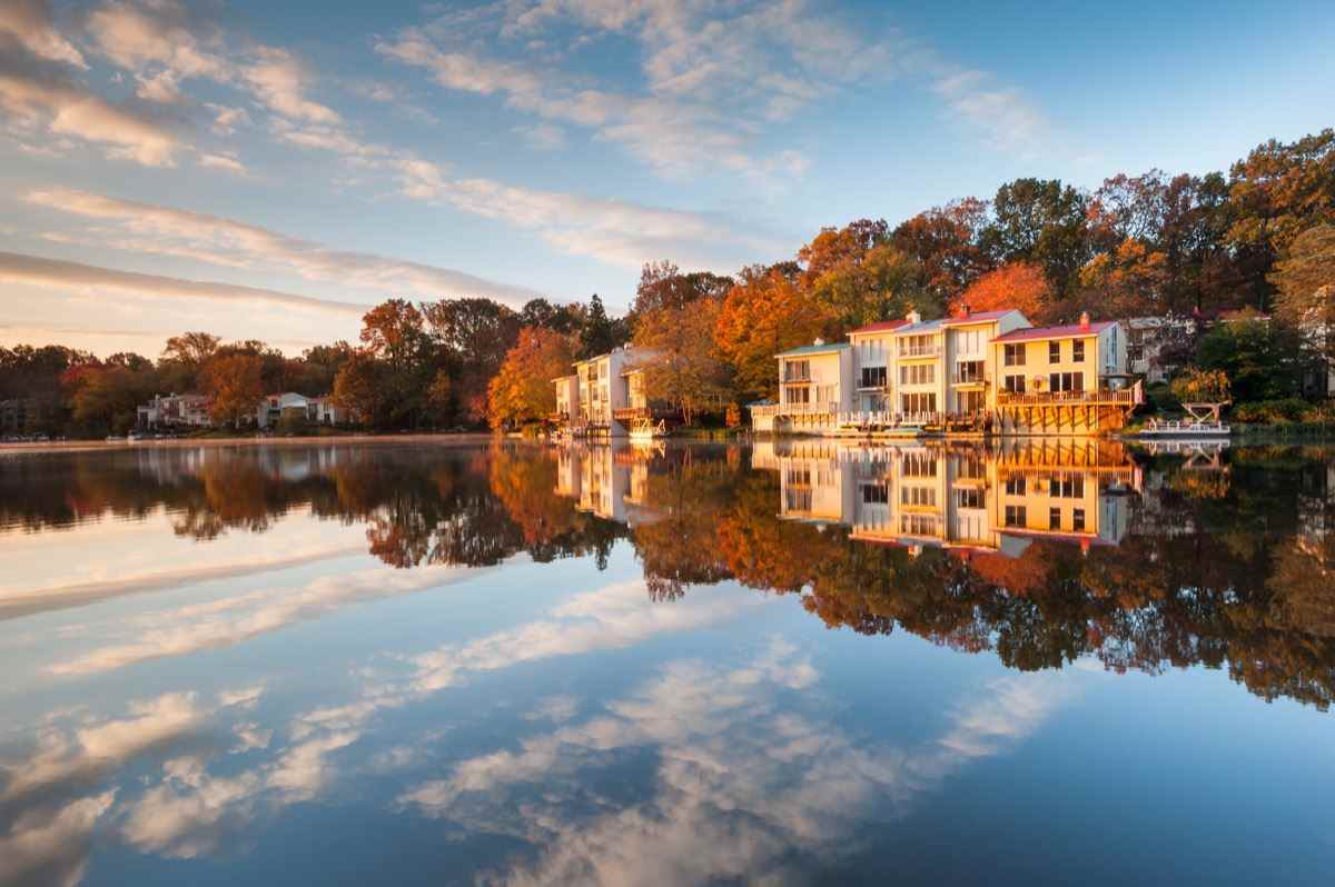 Reston Virginia See Herbst an einem sonnigen Tag