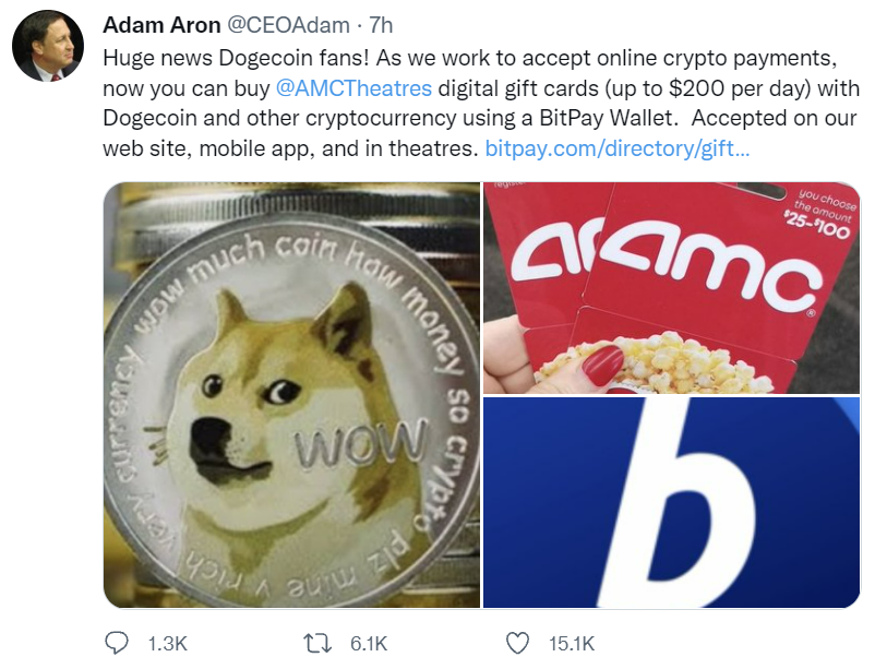 AMC-CEO sagt „riesige Neuigkeiten“ für Dogecoin-Fans, als die Kinokette beginnt, Krypto-Zahlungen für Geschenkkarten zu akzeptieren