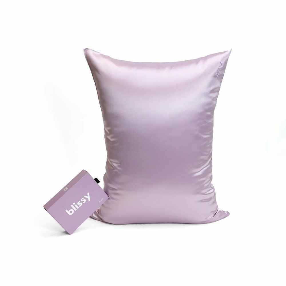 Blissy Mulberry Silk Pillowcase in lavender on white background