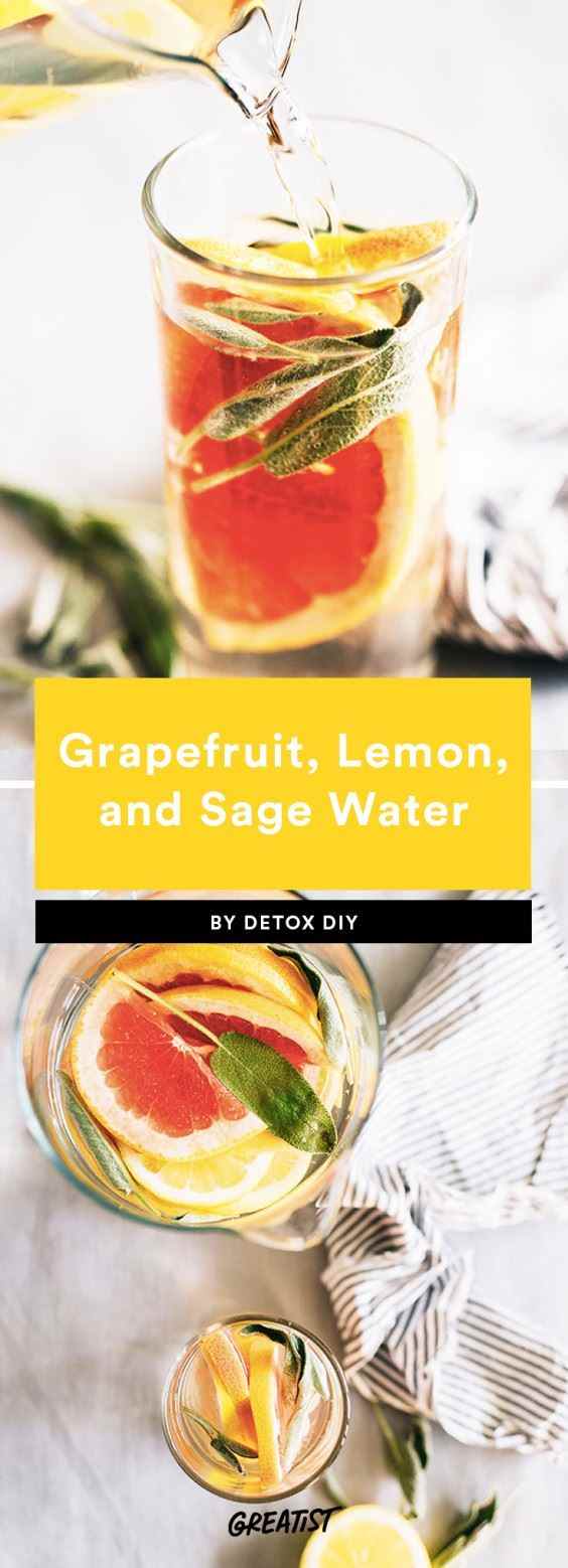 Grapefruit-, Zitronen- und Salbeiwasser