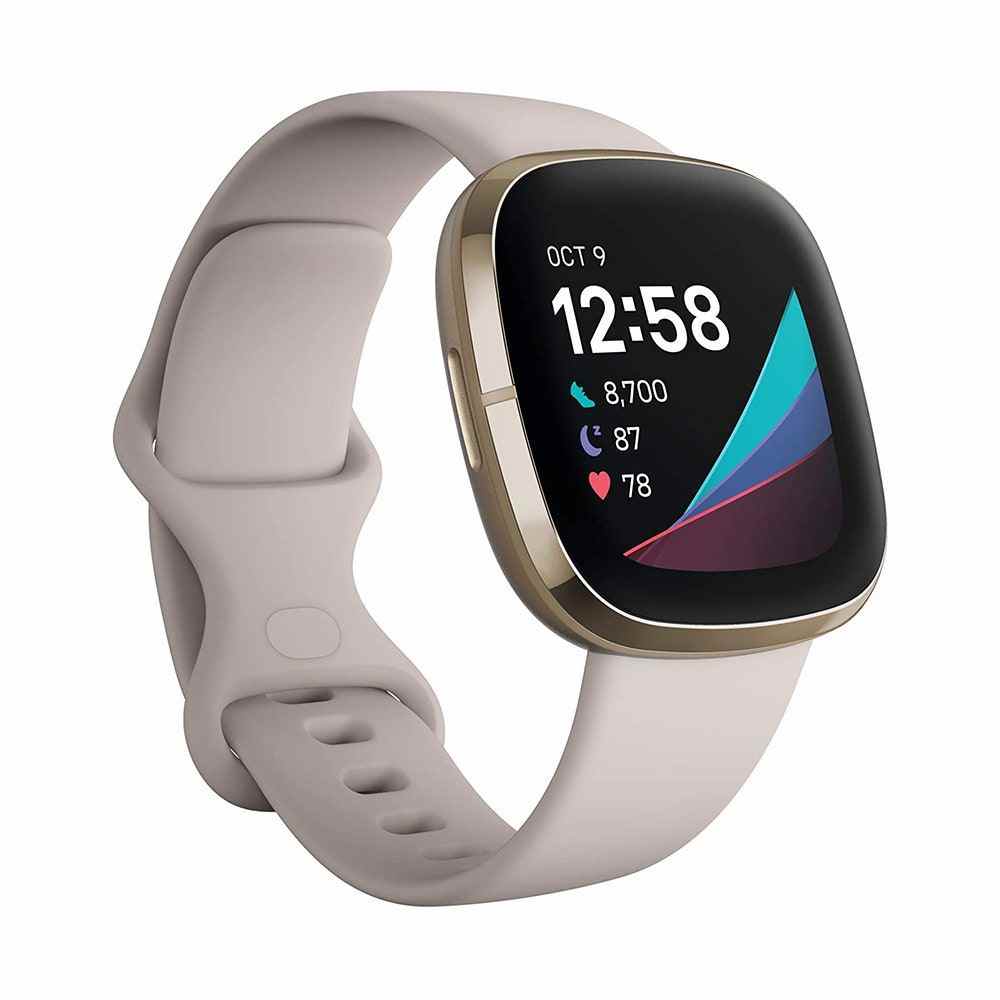 Smartwatch mit weißem Armband