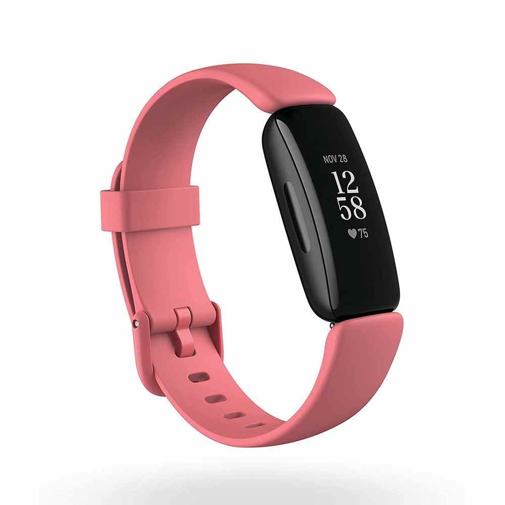 Fitbit activity tracker with pink wristband