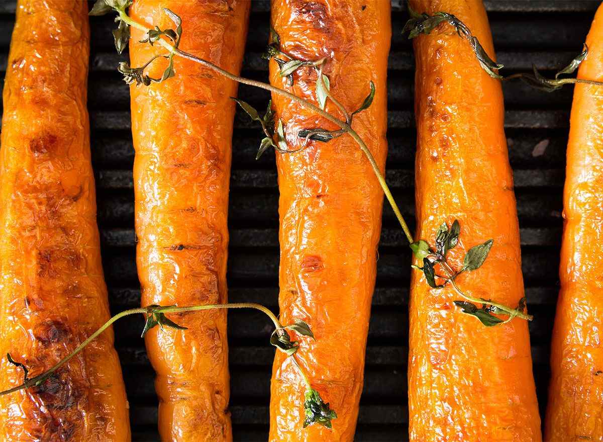 roast whole carrots closeup