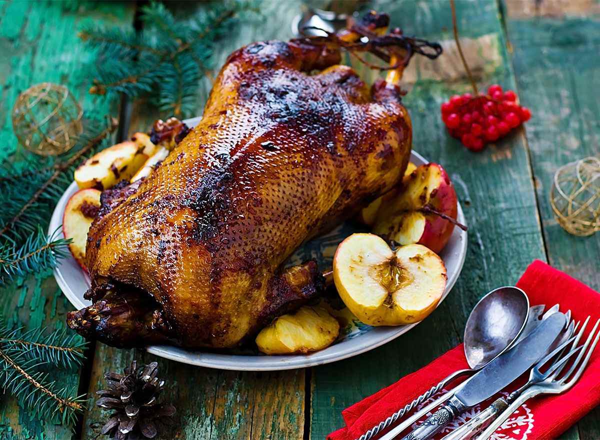 roast christmas goose