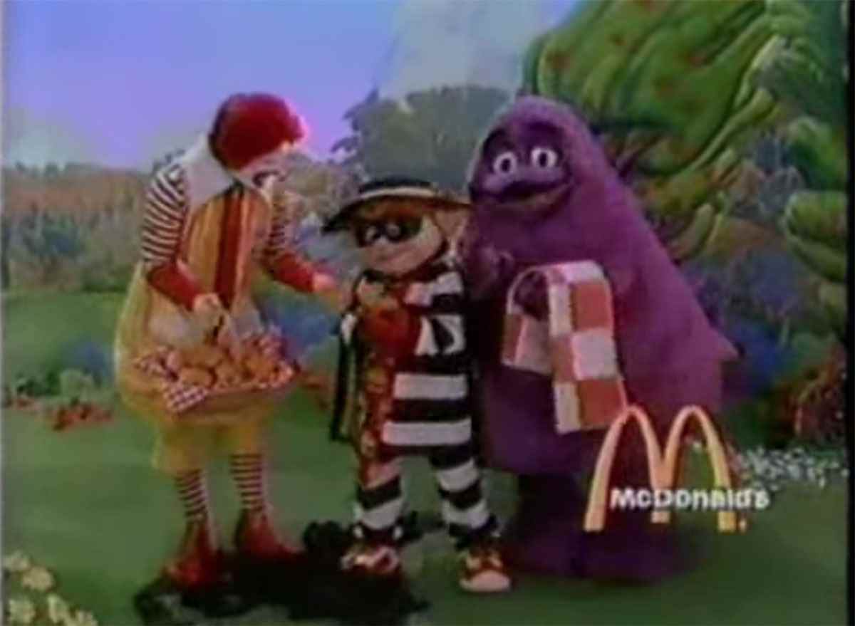 Grimace from mcdonalds in a 1980s commercial