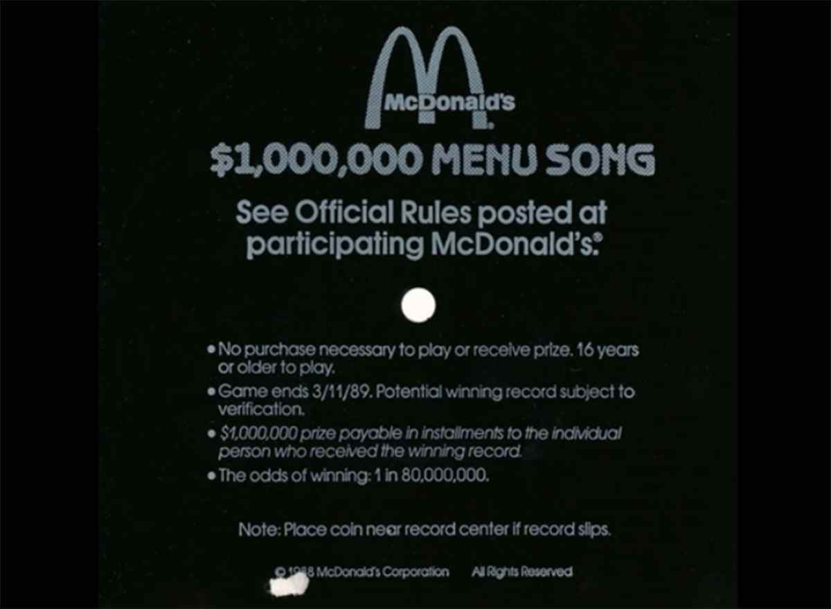 Mcdonalds menu song 1989
