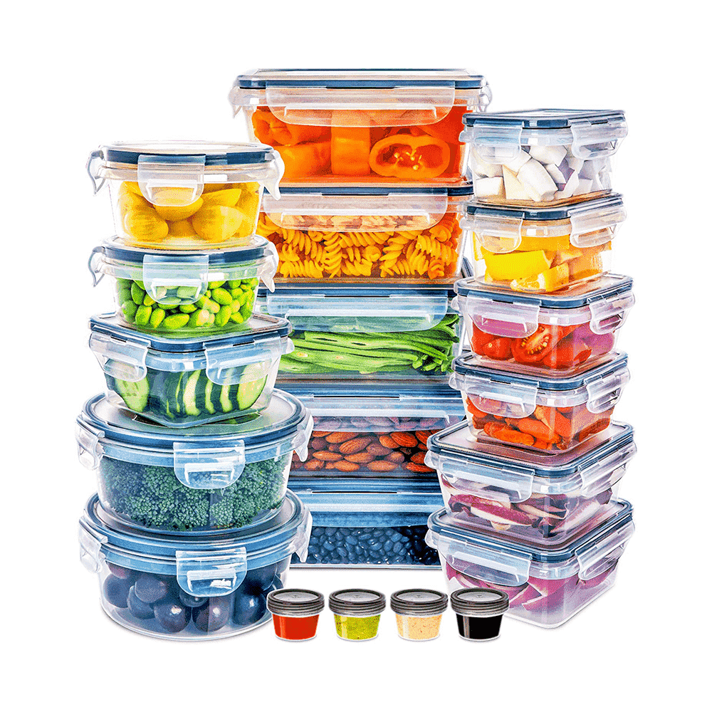 Food in plastic storage containers