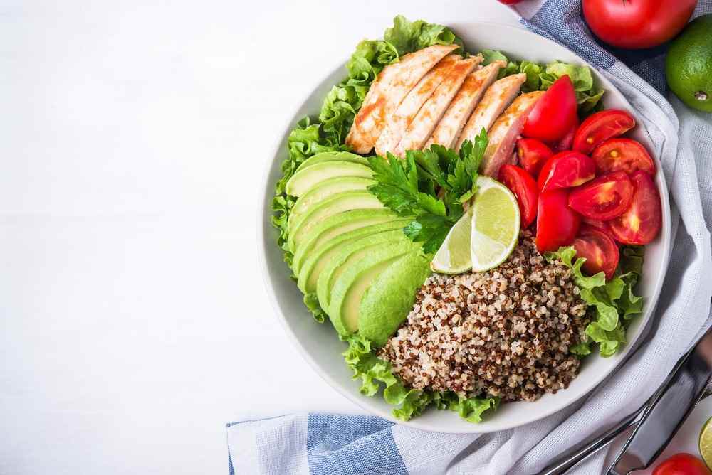 Chicken quinoa avocado bowl