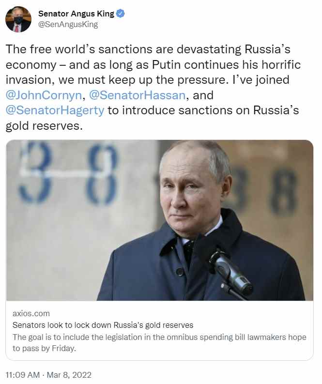 US-Gesetzgeber stellen Gesetzentwurf zur Sanktionierung von russischem Gold vor