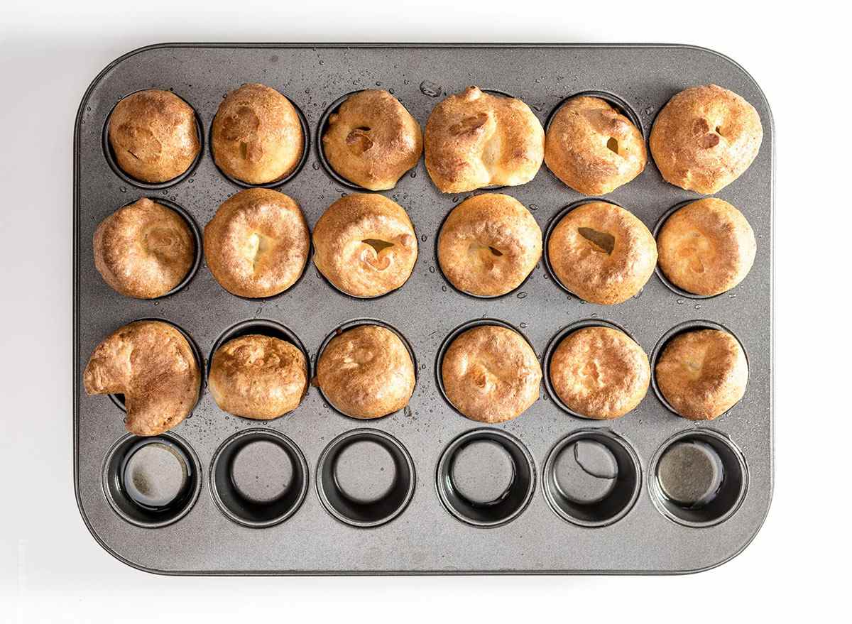 mini yorkshire puddings in muffin tin