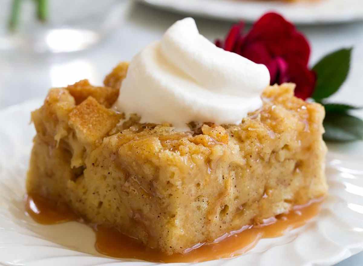 bread pudding with whipped topping