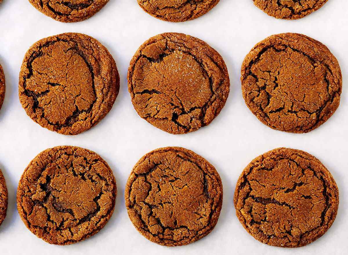 ginger molasses cookies on baking tray