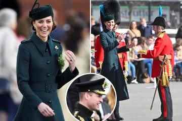 Kate strahlt grün bei der St. Patrick's Day Parade der Irish Guards mit William