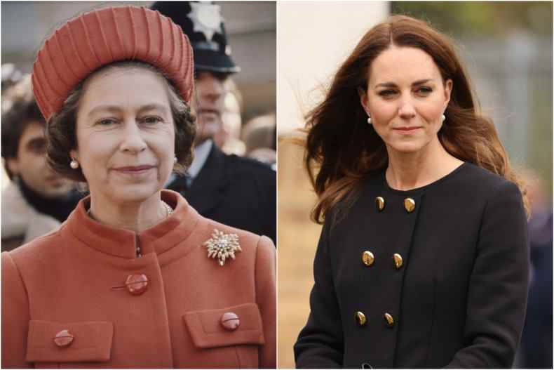 Queen Elizabeth II und Kate Middleton Pearl