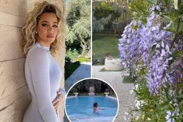 Khloe führt durch den Garten ihrer 17 Millionen Dollar teuren Villa mit riesigem Pool und Torbogen