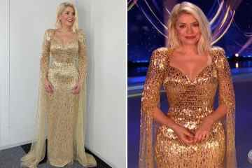 Holly Willoughby verblüfft Dancing on Ice-Fans mit einem goldenen Kleid, das den Ausschnitt entblößt
