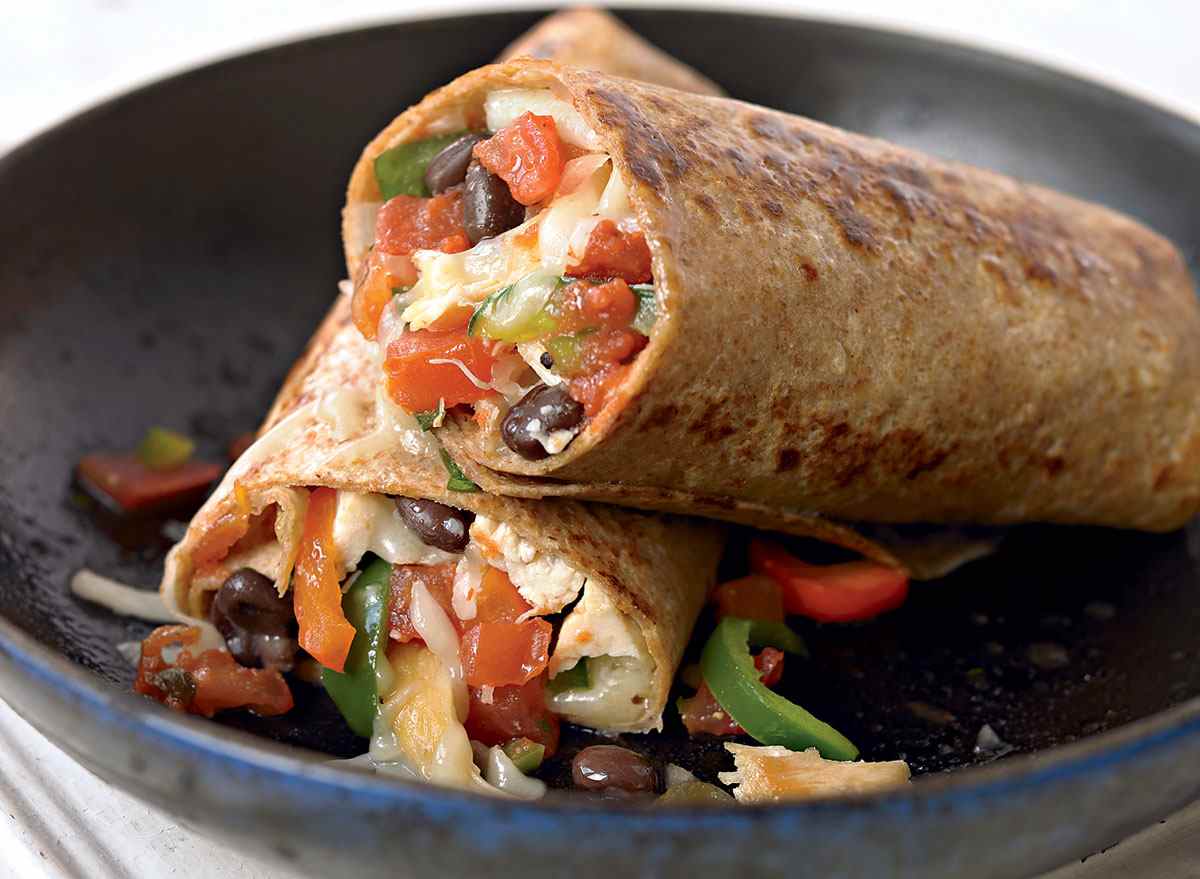 Gesunder Hühnchen-Fajita-Burrito