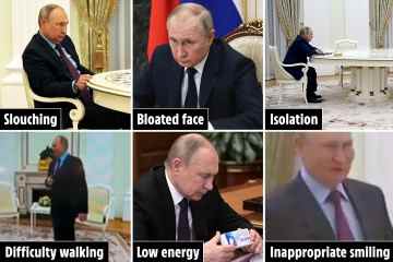 Neun erschreckende Anzeichen dafür, dass Putin „an einer schweren Krankheit leidet und kurz vor dem Zusammenbruch steht“