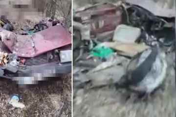 Russischer Panzer „fährt über Auto und tötet zwei Männer und Jungen, die im Fahrzeug verbrannt sind“