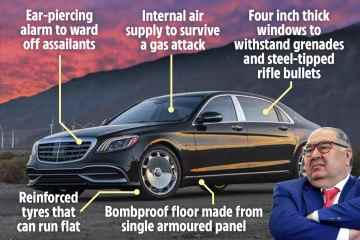 In der beschlagnahmten 550.000-Pfund-Mercedes-Limousine von Putin, die einen Bombenangriff überleben kann