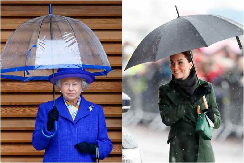 Queen Elizabeth II und Kate Middleton Rain