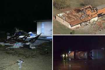 Einer wurde bei einem Tornado in Texas getötet, als ein Horrorvideo zeigt, wie ein Lastwagen im Sturm umkippt