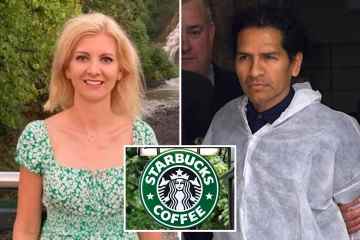Darin, wie der „Mörder“ von Orsolya Gaal Starbucks-Mitarbeitern nachstellte