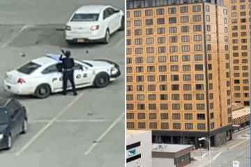 Massive „Störung“ in der Nähe des Hotels, bewaffnete Polizisten schwärmen aus und riegeln Bereich ab