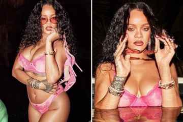 Rihanna brutzelt in rosa Spitzendessous für neue Unterwäschewerbung