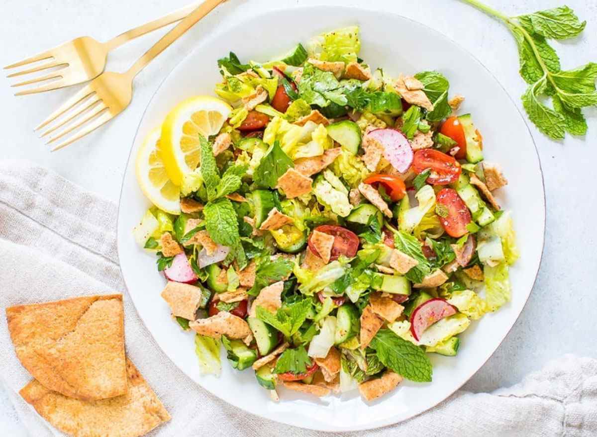 fattoush salad on plate