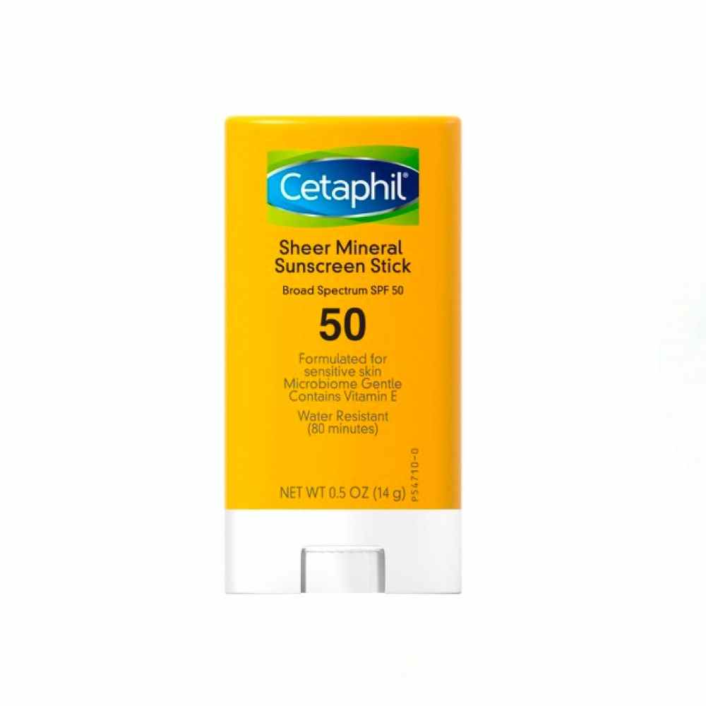Cetaphil Sheer Mineral Sunscreen Stick SPF 50 auf weißem Hintergrund