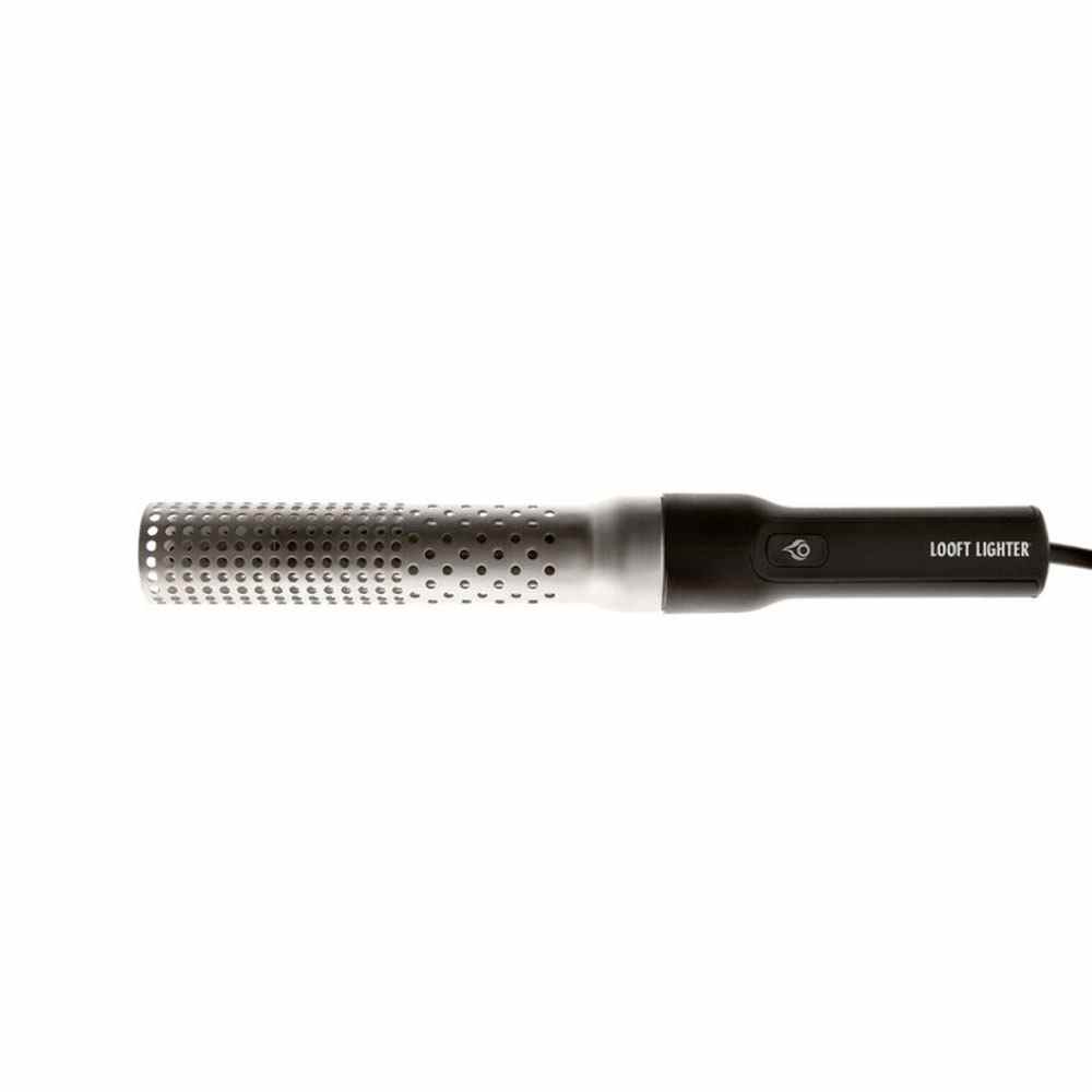 Sliver Looft Charcoal Electric Lighter & Firestarter mit schwarzem Griff und schwarzem Akkord auf weißem Hintergrund