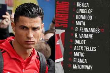 Man Utd buchstabiert Cristiano Ronaldos Namen FALSCH, als sie das Team für Brighton bekannt geben