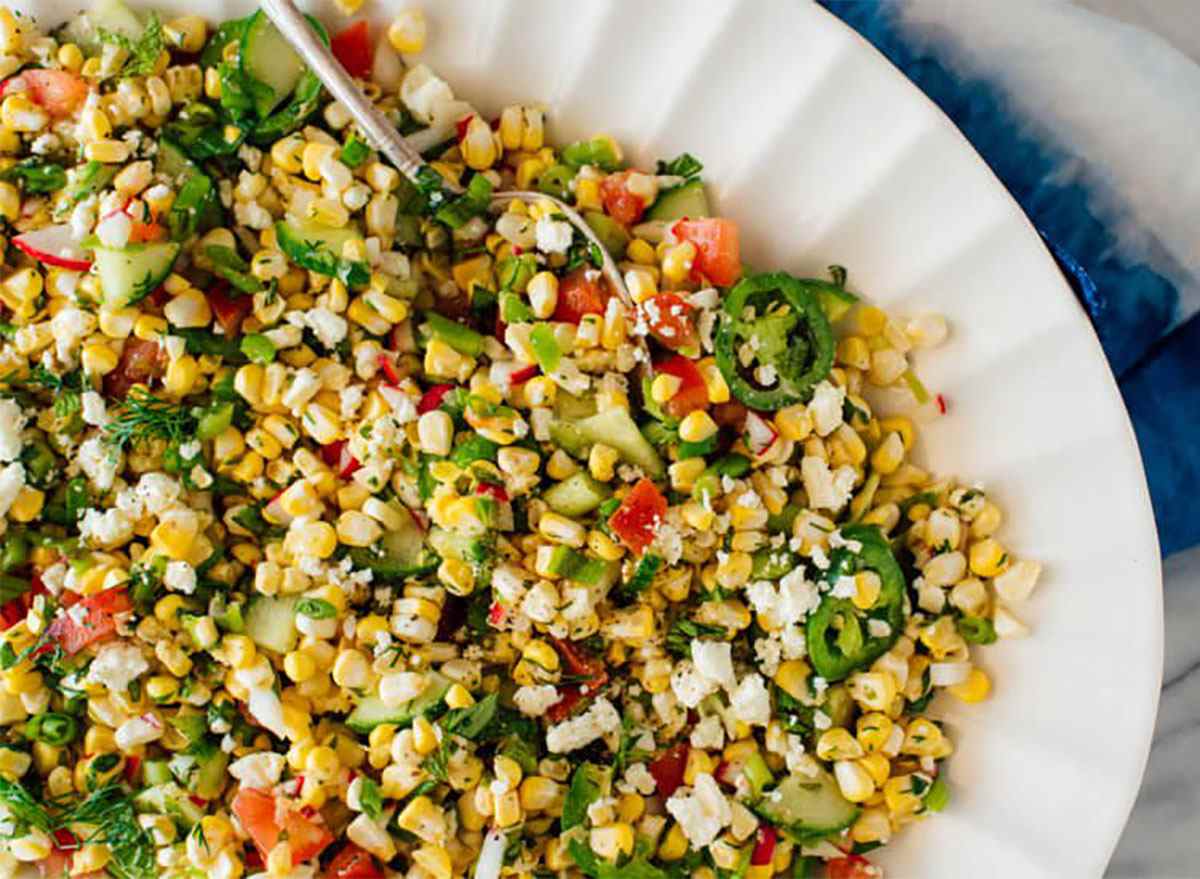 corn salad in serving platter