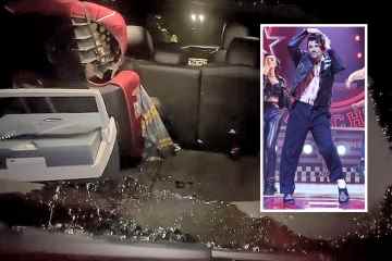 Peter Andre wurde während der West End Show ausgeraubt, als er ein zertrümmertes Autofenster enthüllte