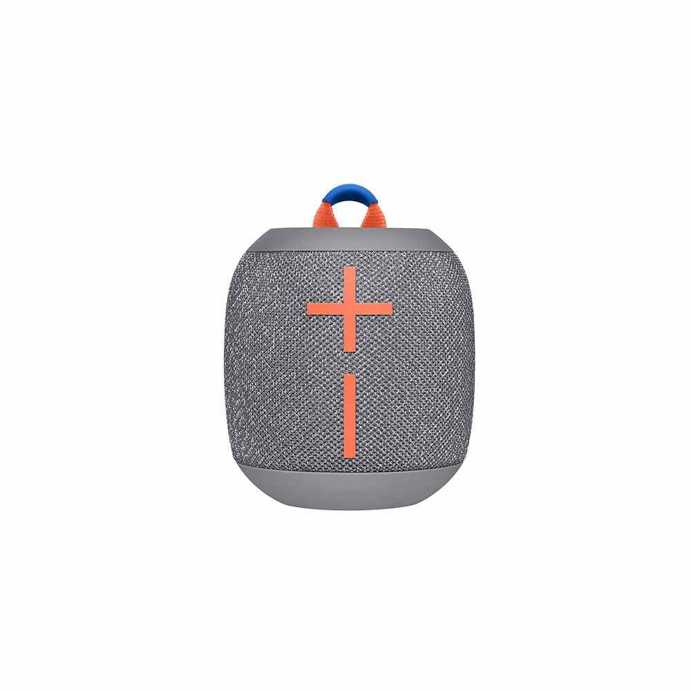 Tragbarer Bluetooth-Lautsprecher in Grau und Orange