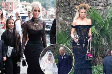 Kim trägt bei Kourts Hochzeit ein schwarzes Kleid, von dem die Fans sagen, dass es wie eine „Beerdigung“ aussieht