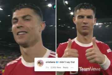 Ronaldo musste leugnen, dass er nach dem Sieg von Man Utd der Kamera gesagt hatte: „Ich bin noch nicht fertig“.
