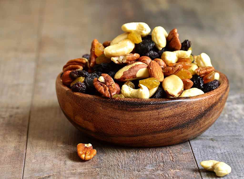 bowl of trail mix mixed nuts