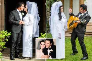 Der Elvis-Imitator geht auf die nächste Stufe, indem er Priscilla-Lookalike heiratet