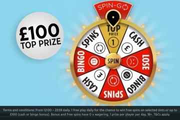 Gewinnen Sie TÄGLICHE Preise mit dem KOSTENLOSEN Spin-Go-Rad von Sun Bingo – 100 £ Hauptpreis
