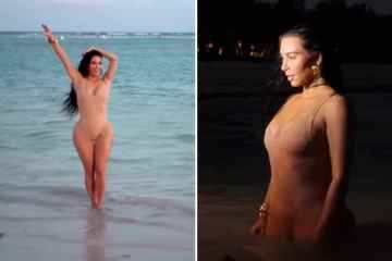 Kim zeigt während ihres Urlaubs in der Dominikanischen Republik ihre Kurven in einem NUDE-Badeanzug 