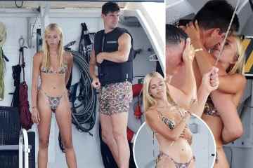 Courtois teilt heißen Kuss mit Bikini-Model-Verlobte auf einer Yacht auf Ibiza