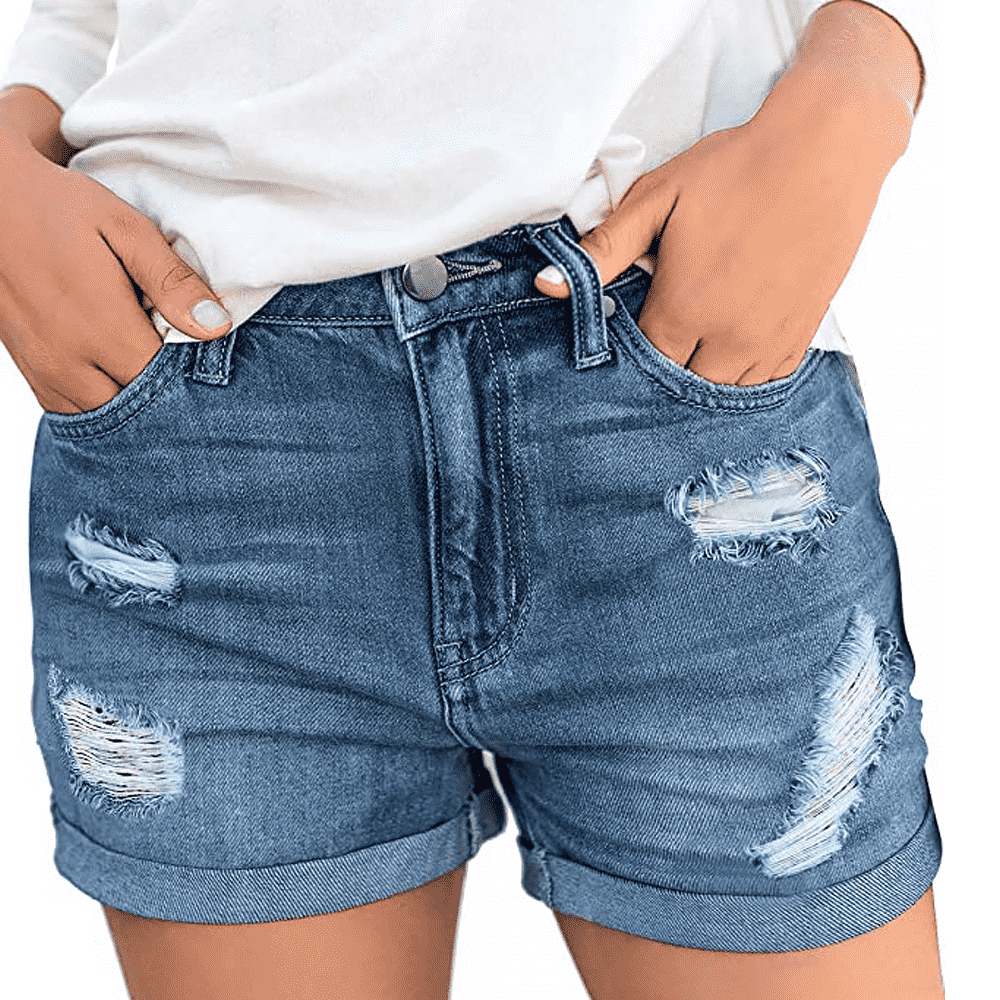 zerrissene Jeansshorts mit hoher Taille