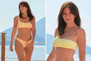 Davina McCall, 54, zeigt ihren steinharten Bauch im gelben Bikini
