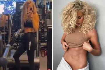 Khloe zeigt ihre winzige Taille in einem Fitnessstudio-Video aus Sorge, dass sie „zu dünn“ aussieht